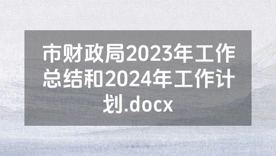 市财政局2023年工作总结和2024年工作计划.docx