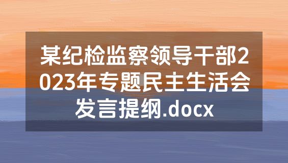 某纪检监察领导干部2023年专题民主生活会发言提纲.docx