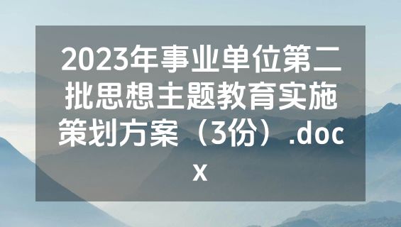 2023年事业单位第二批思想主题教育实施策划方案（3份）.docx