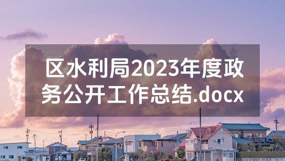 区水利局2023年度政务公开工作总结.docx