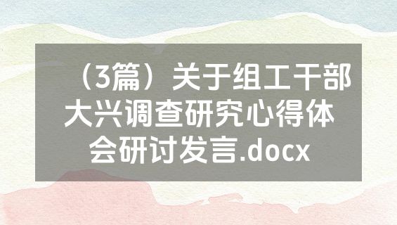 （3篇）关于组工干部大兴调查研究心得体会研讨发言.docx