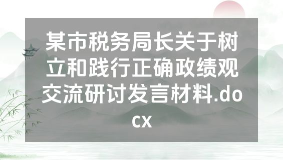 某市税务局长关于树立和践行正确政绩观交流研讨发言材料.docx