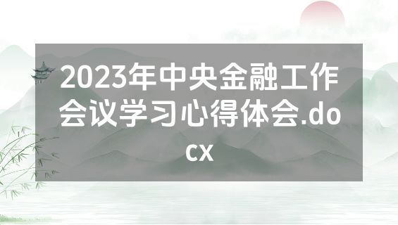2023年中央金融工作会议学习心得体会.docx
