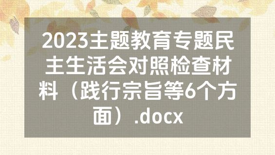 2023主题教育专题民主生活会对照检查材料（践行宗旨等6个方面）.docx