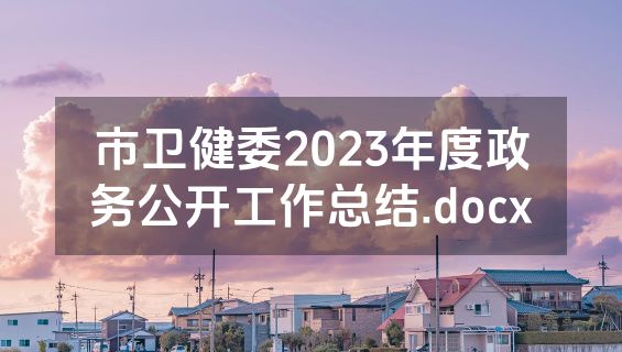 市卫健委2023年度政务公开工作总结.docx