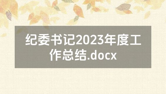 纪委书记2023年度工作总结.docx