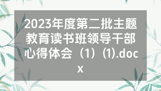 2023年度第二批主题教育读书班领导干部心得体会（1）(1).docx