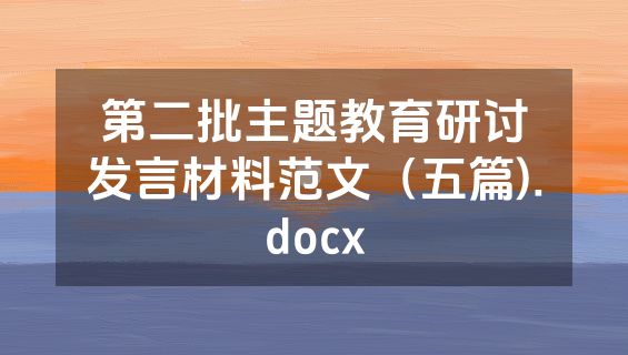 第二批主题教育研讨发言材料范文（五篇).docx