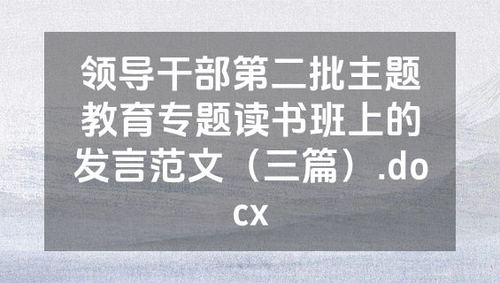 领导干部第二批主题教育专题读书班上的发言范文（三篇）.docx