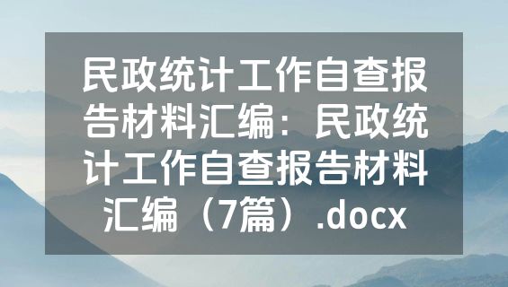 民政统计工作自查报告材料汇编：民政统计工作自查报告材料汇编（7篇）.docx