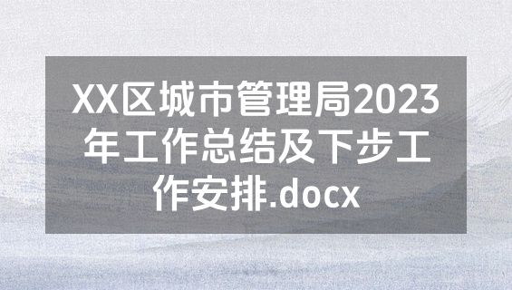 XX区城市管理局2023年工作总结及下步工作安排.docx