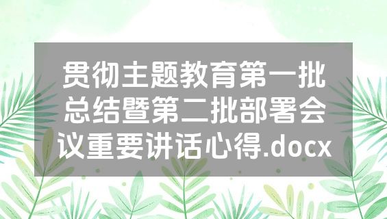 贯彻主题教育第一批总结暨第二批部署会议重要讲话心得.docx
