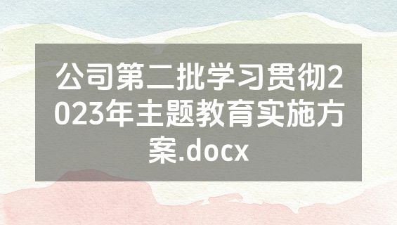 公司第二批学习贯彻2023年主题教育实施方案.docx