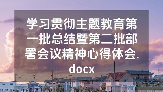 学习贯彻主题教育第一批总结暨第二批部署会议精神心得体会.docx