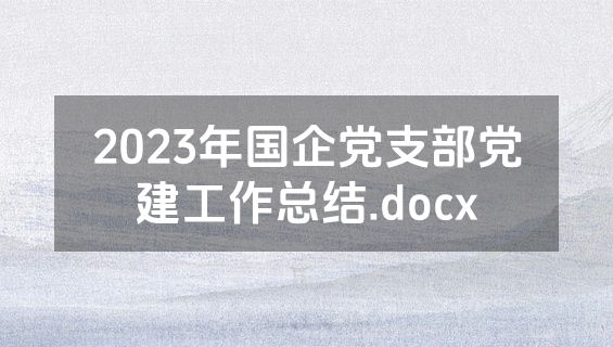 2023年国企党支部党建工作总结.docx