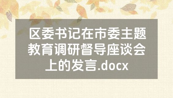 区委书记在市委主题教育调研督导座谈会上的发言.docx