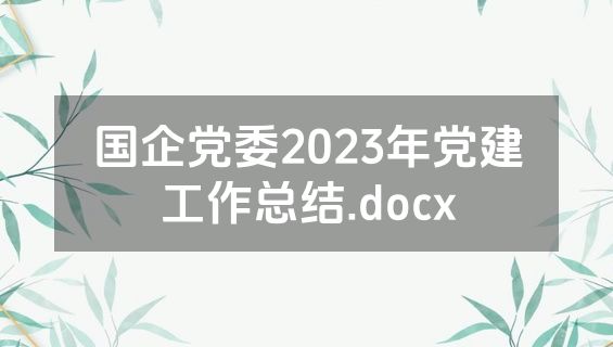国企党委2023年党建工作总结.docx