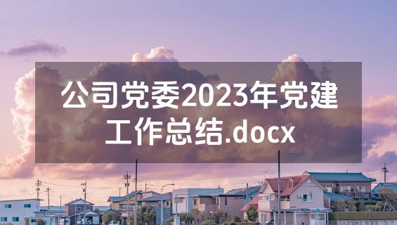 公司党委2023年党建工作总结.docx