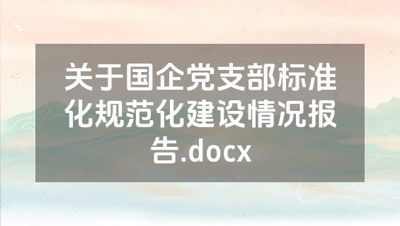 关于国企党支部标准化规范化建设情况报告.docx