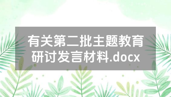 有关第二批主题教育研讨发言材料.docx