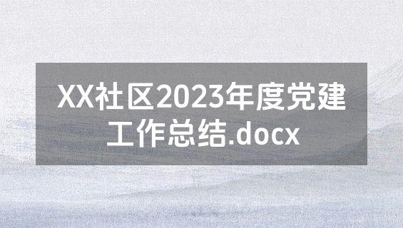 XX社区2023年度党建工作总结.docx