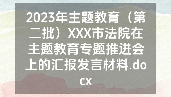 2023年主题教育（第二批）XXX市法院在主题教育专题推进会上的汇报发言材料.docx