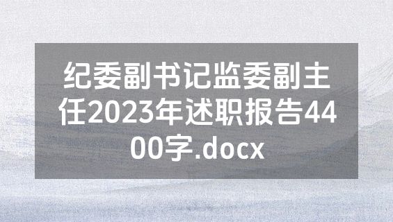纪委副书记监委副主任2023年述职报告4400字.docx