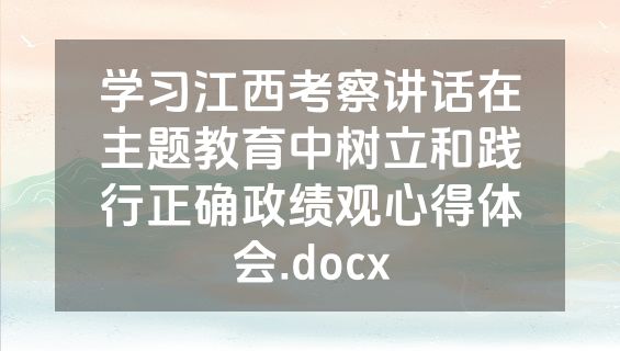 学习江西考察讲话在主题教育中树立和践行正确政绩观心得体会.docx
