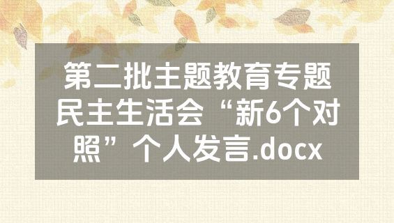 第二批主题教育专题民主生活会“新6个对照”个人发言.docx