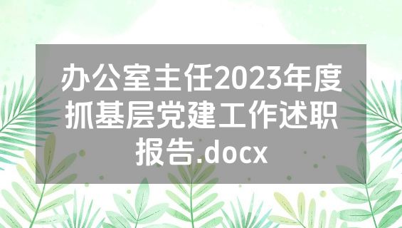 办公室主任2023年度抓基层党建工作述职报告.docx