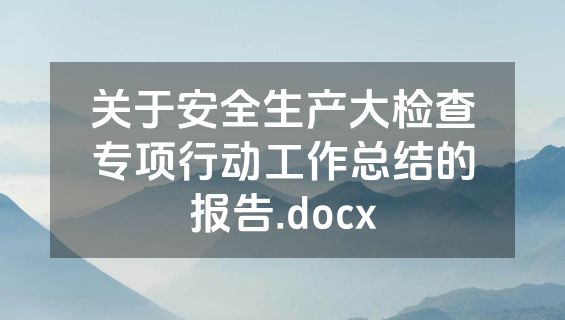关于安全生产大检查专项行动工作总结的报告.docx