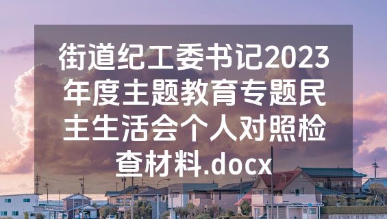 街道纪工委书记2023年度主题教育专题民主生活会个人对照检查材料.docx