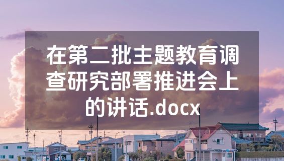 在第二批主题教育调查研究部署推进会上的讲话.docx