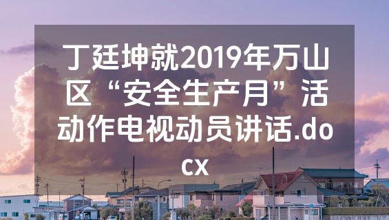 丁廷坤就2019年万山区“安全生产月”活动作电视动员讲话.docx