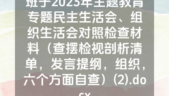 班子2023年主题教育专题民主生活会、组织生活会对照检查材料（查摆检视剖析清单，发言提纲，组织，六个方面自查）(2).docx