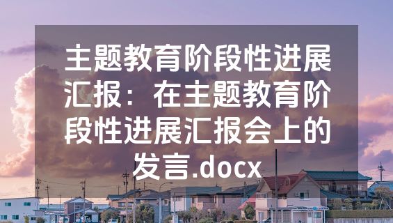 主题教育阶段性进展汇报：在主题教育阶段性进展汇报会上的发言.docx