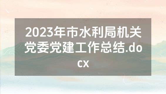 2023年市水利局机关党委党建工作总结.docx