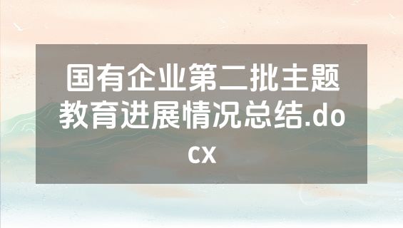 国有企业第二批主题教育进展情况总结.docx