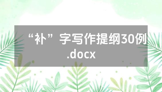 “补”字写作提纲30例.docx