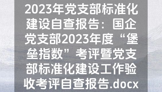 2023年党支部标准化建设自查报告：国企党支部2023年度“堡垒指数”考评暨党支部标准化建设工作验收考评自查报告.docx