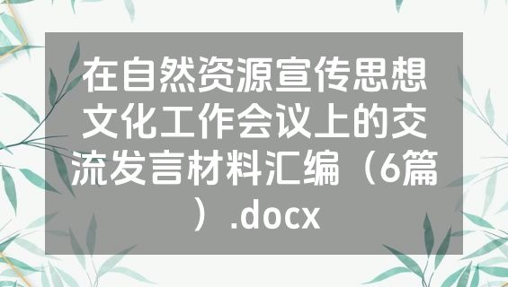 在自然资源宣传思想文化工作会议上的交流发言材料汇编（6篇）.docx