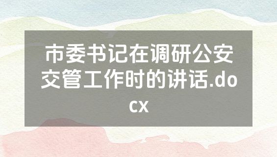 市委书记在调研公安交管工作时的讲话.docx