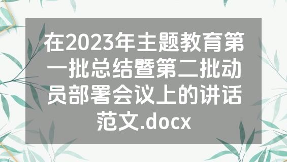 在2023年主题教育第一批总结暨第二批动员部署会议上的讲话范文.docx