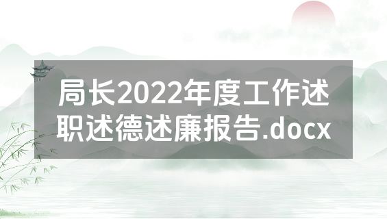 局长2022年度工作述职述德述廉报告.docx