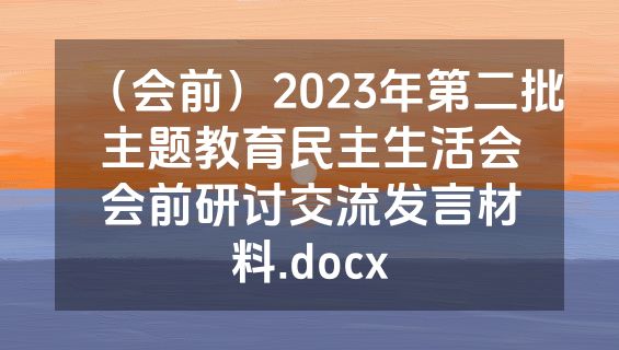 （会前）2023年第二批主题教育民主生活会会前研讨交流发言材料.docx