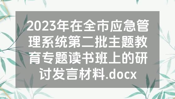 2023年在全市应急管理系统第二批主题教育专题读书班上的研讨发言材料.docx