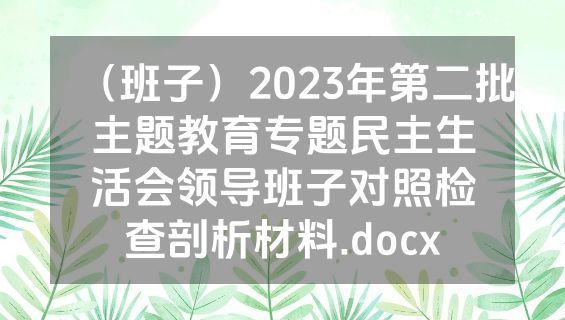（班子）2023年第二批主题教育专题民主生活会领导班子对照检查剖析材料.docx