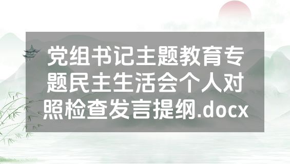 党组书记主题教育专题民主生活会个人对照检查发言提纲.docx
