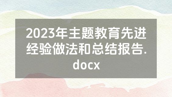 2023年主题教育先进经验做法和总结报告.docx