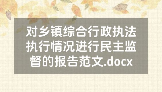 对乡镇综合行政执法执行情况进行民主监督的报告范文.docx